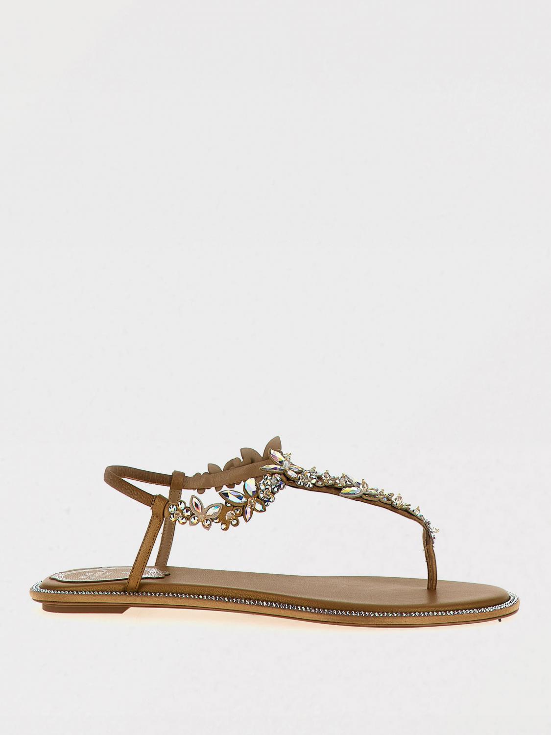 René Caovilla Flat Sandals Rene Caovilla Woman Color Beige In Beige