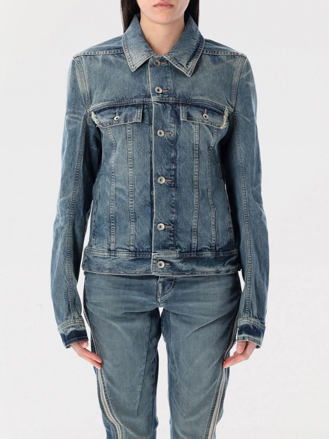 Rick Owens Drkshdw Classic Denim Trucker Jacket With Structured Silhouette In Indigo