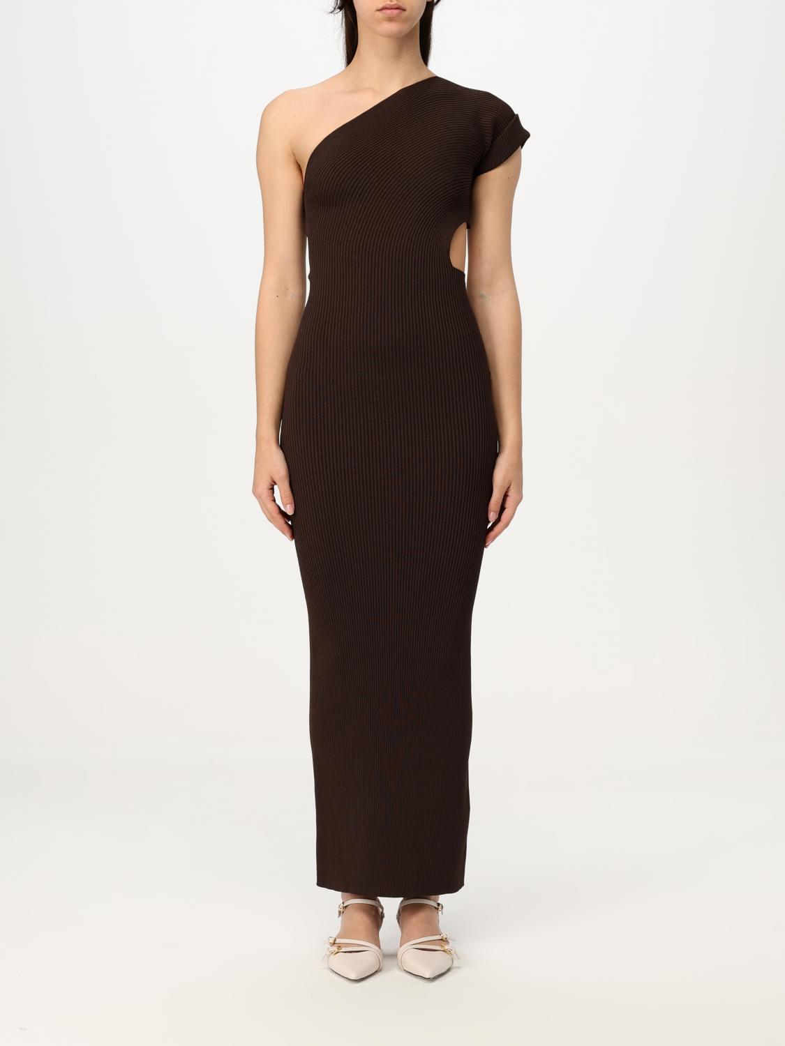 Max Mara Arda 1234 Ribbed Stretch Viscose Dress In Brown