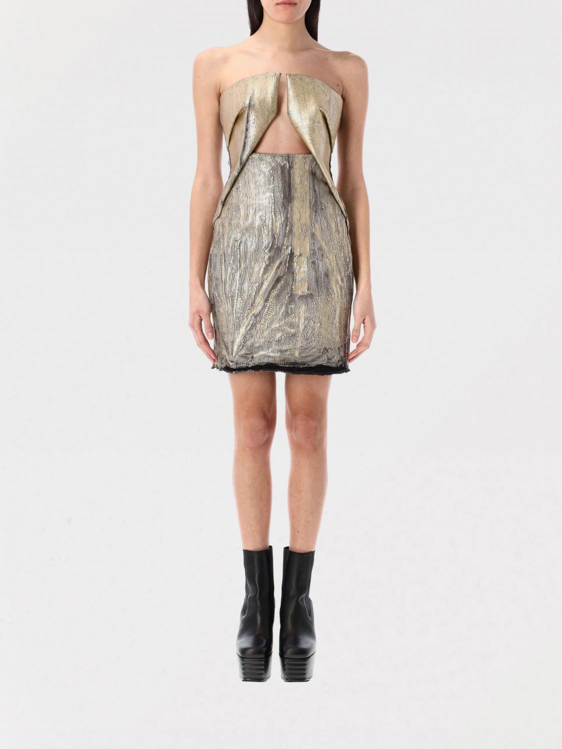 Rick Owens Prong Mini Dress In Gold
