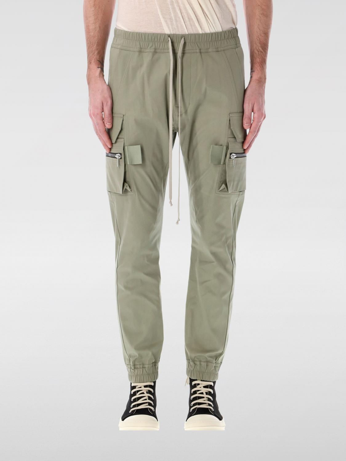 Rick Owens Celadon Slim-fit Cargo Pants With Versatile Pockets In Green