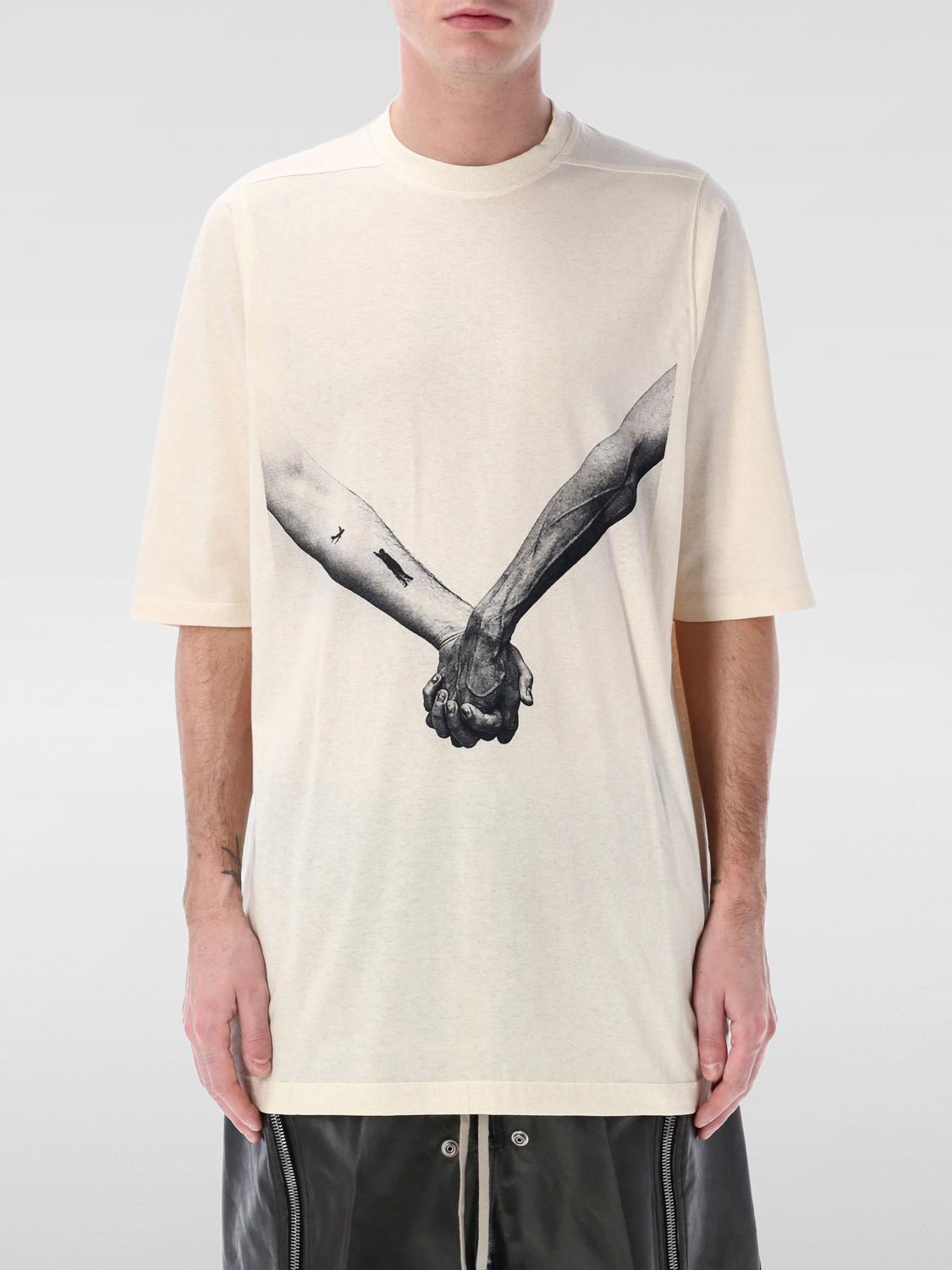 Rick Owens Relaxed Fit Graphic Print T-shirt With Nude Background In Beige