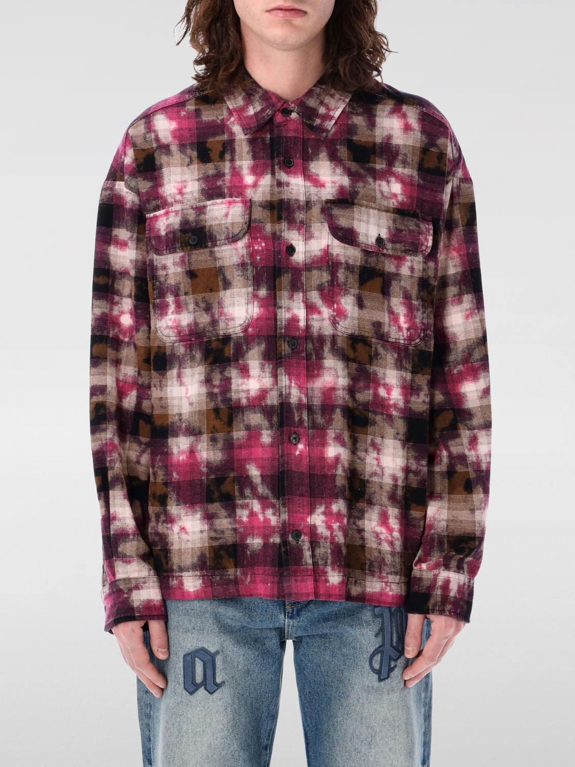 Palm Angels Curved-logo Check Shirt In Multicolor