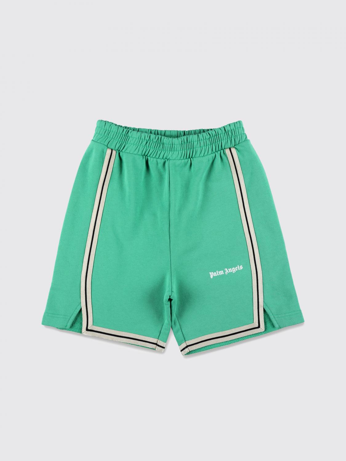 Palm Angels Logo Shorts In Green