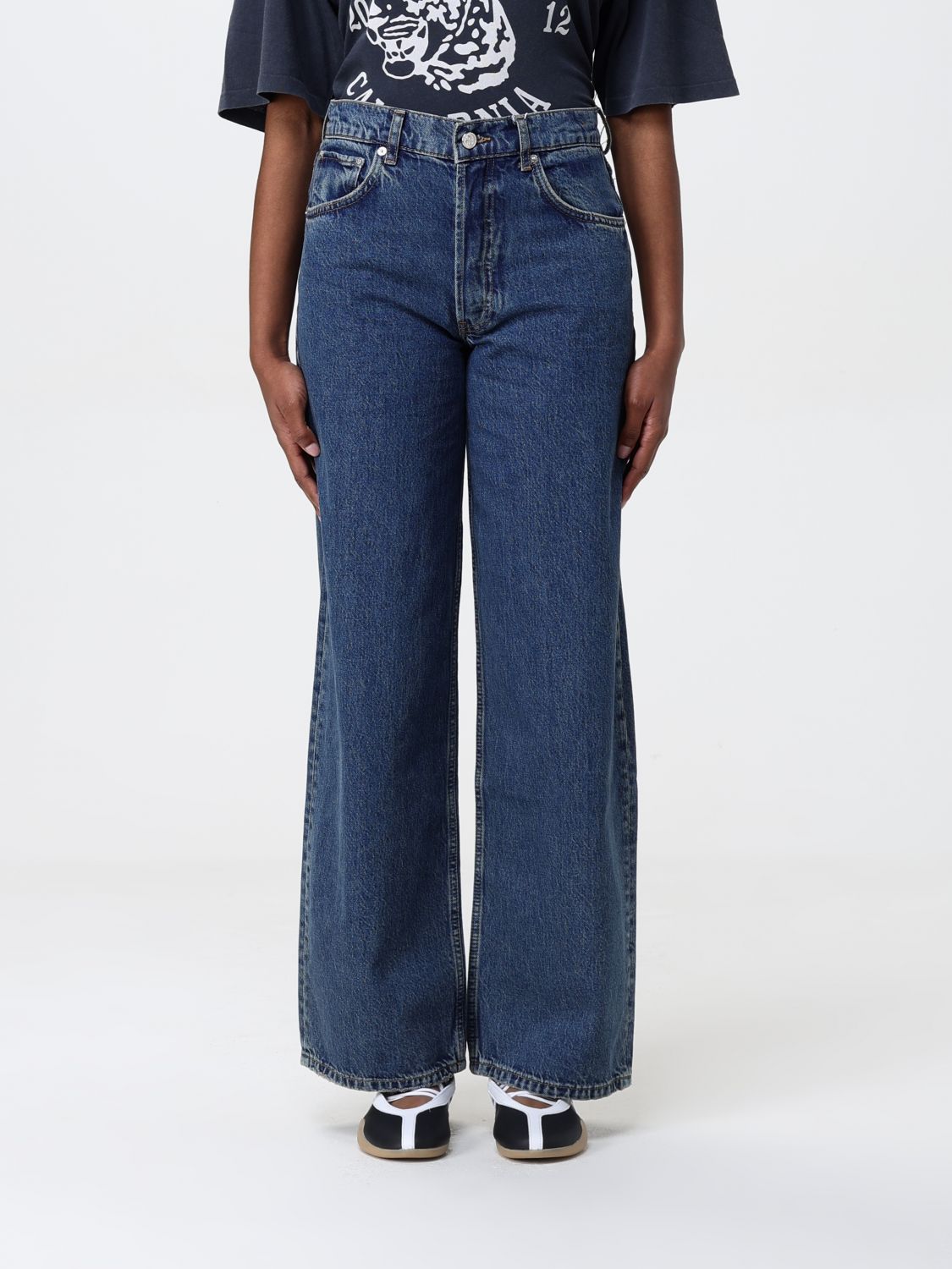 Shop Anine Bing Jeans Woman Color Blue In Blau