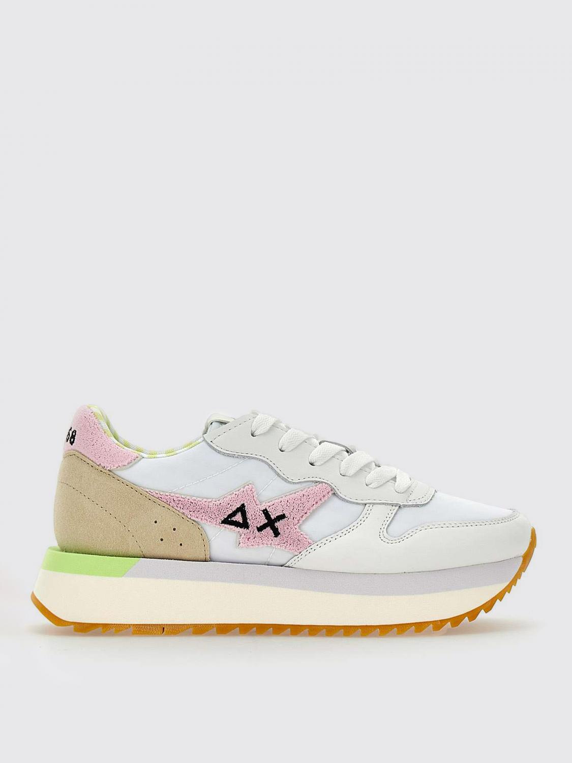 Sun 68 Colour-block Sneakers In White