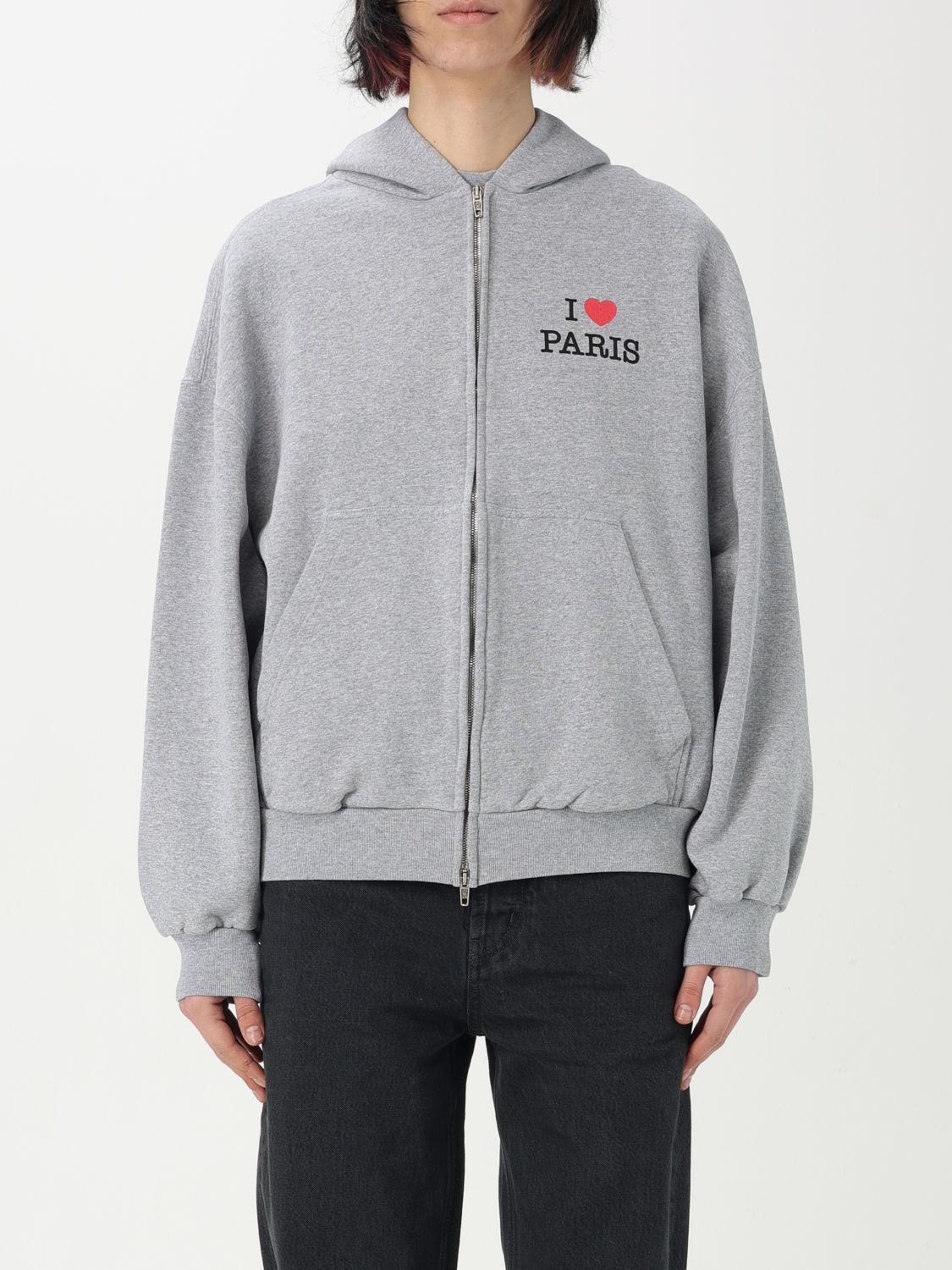Balenciaga Grey Zip-up Sweatshirt I Love Paris Women In Grau