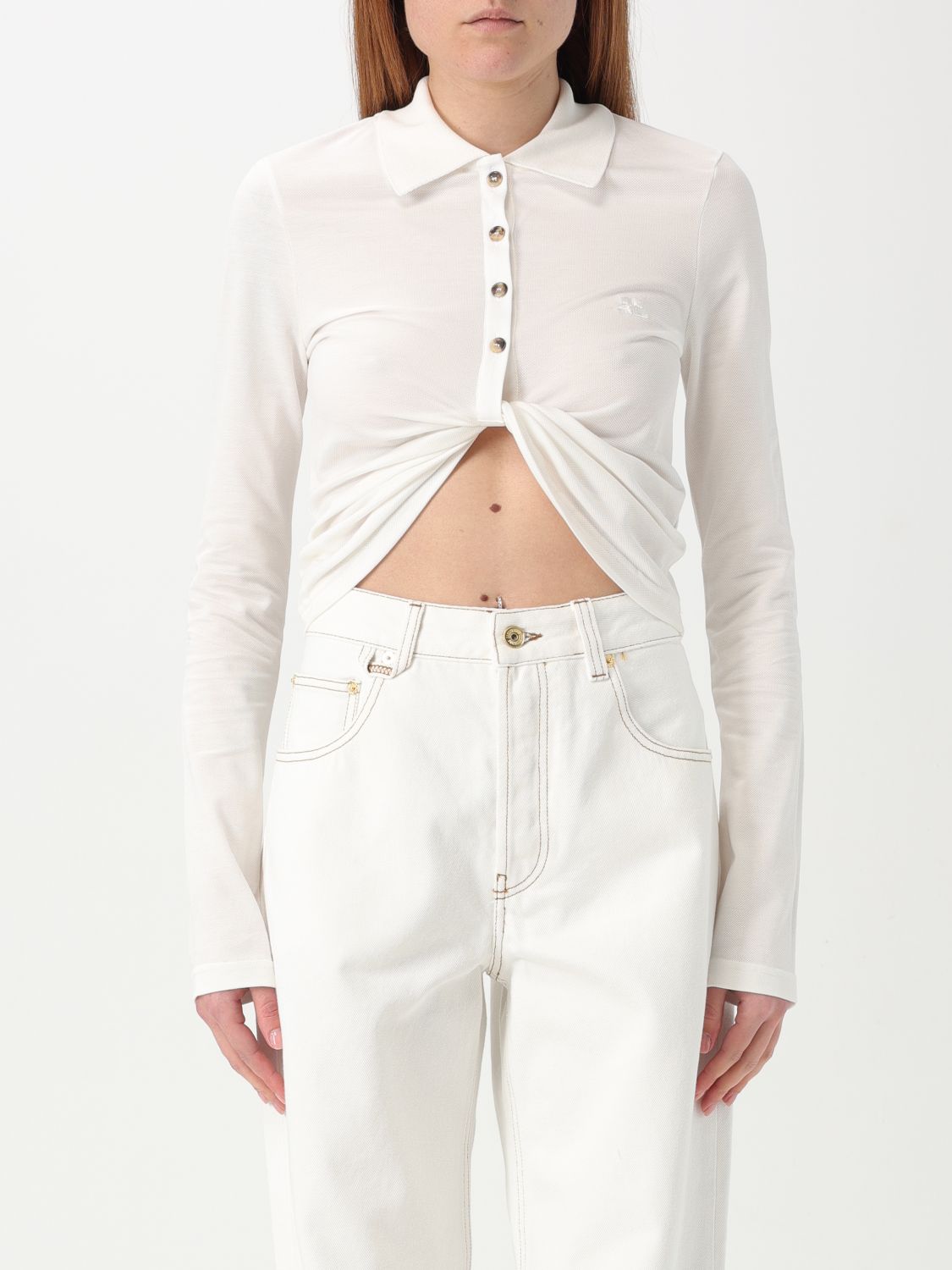 Shop Courrèges Polo Shirt Woman Color White In Weiss