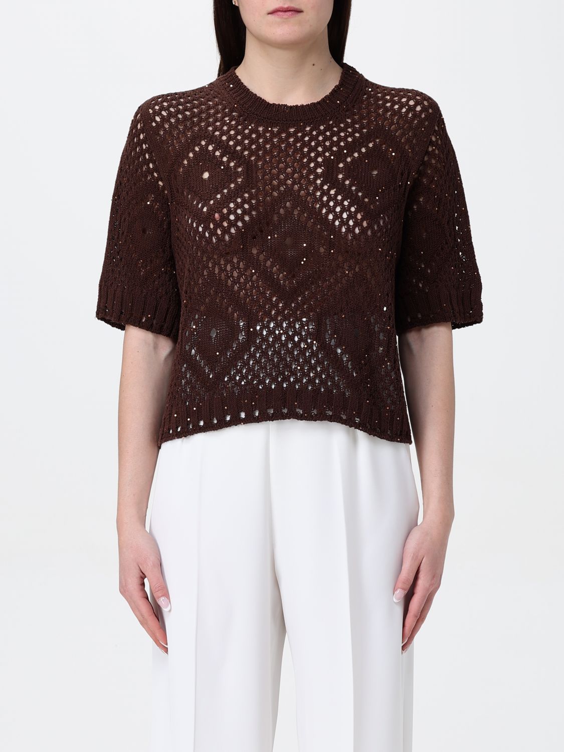 Shop Twinset Sweater Woman Color Brown
