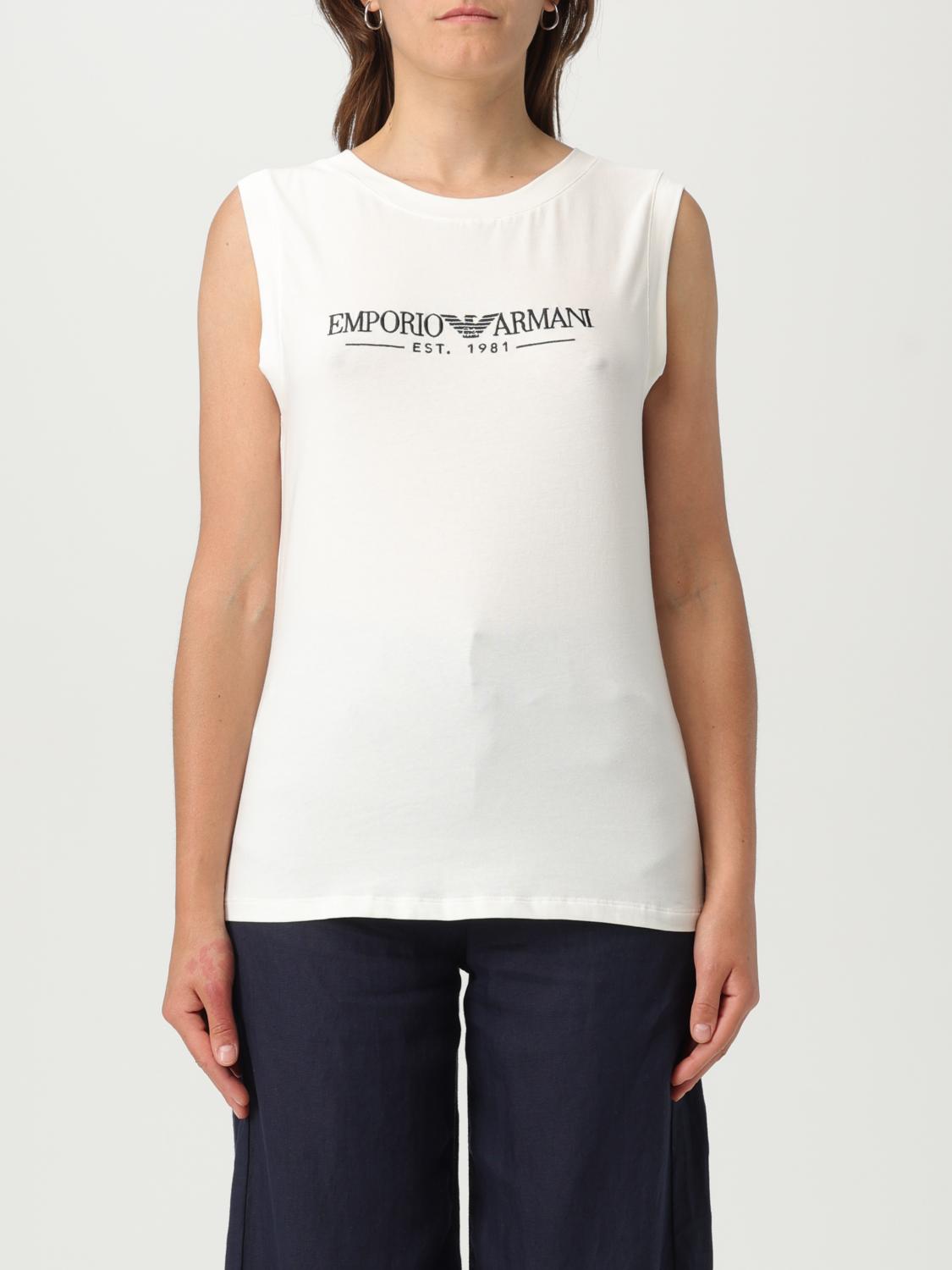 Emporio Armani White Logo Cotton Tank Top