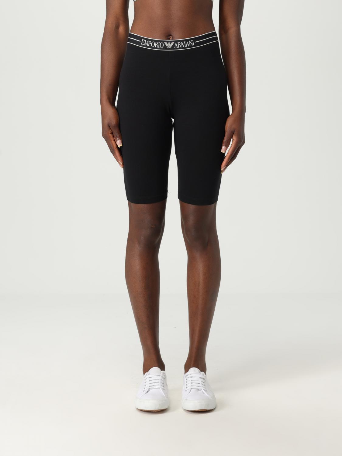 Emporio Armani Asv Organic-cotton Biker Shorts With Logo Waistband In Black