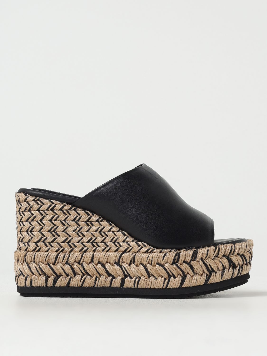 Paloma Barceló Paloma Alide Sandal In Leather With Rope Wedge In Black
