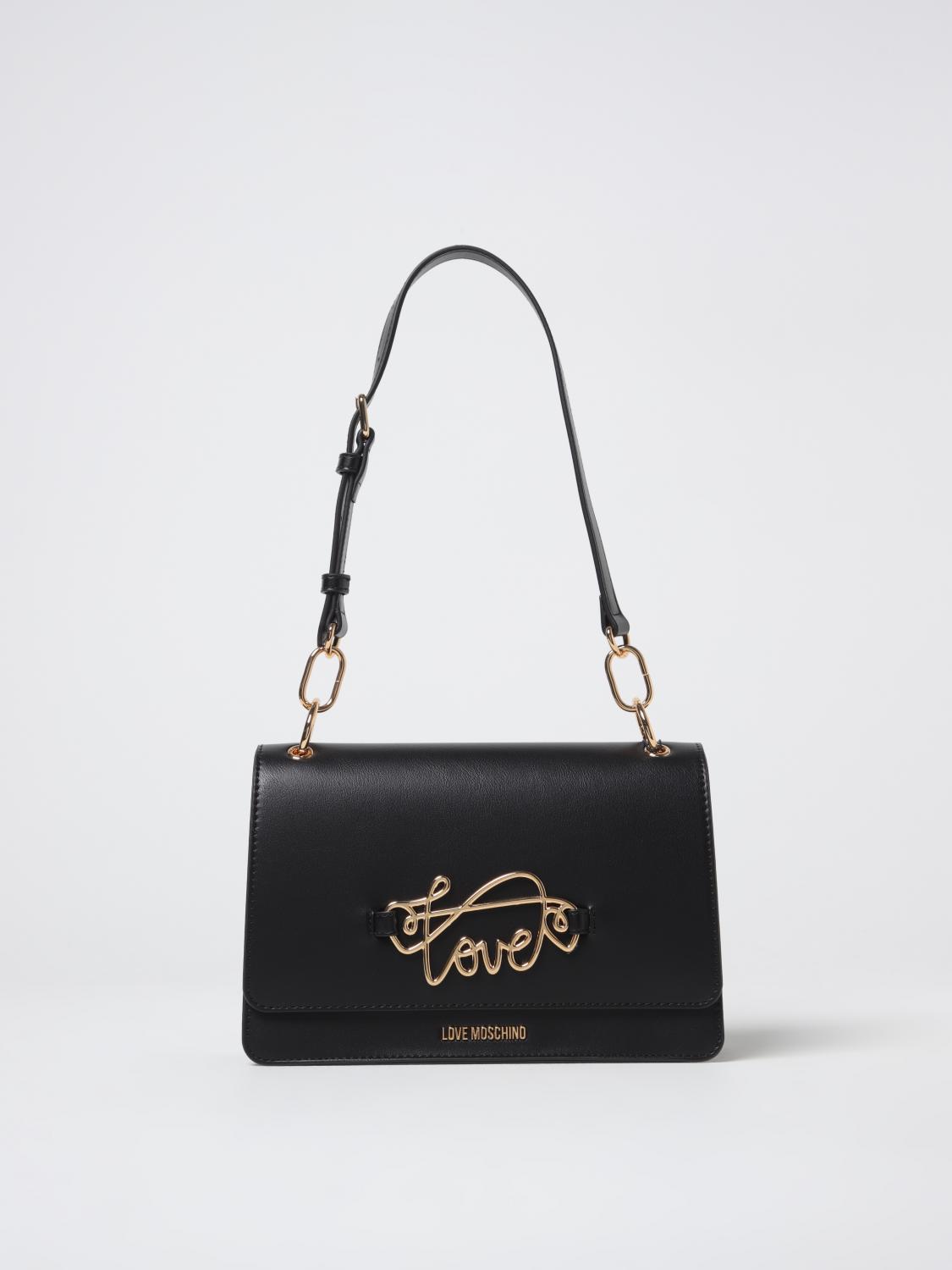 Love Moschino Shoulder Bag With Cursive Logo In Black