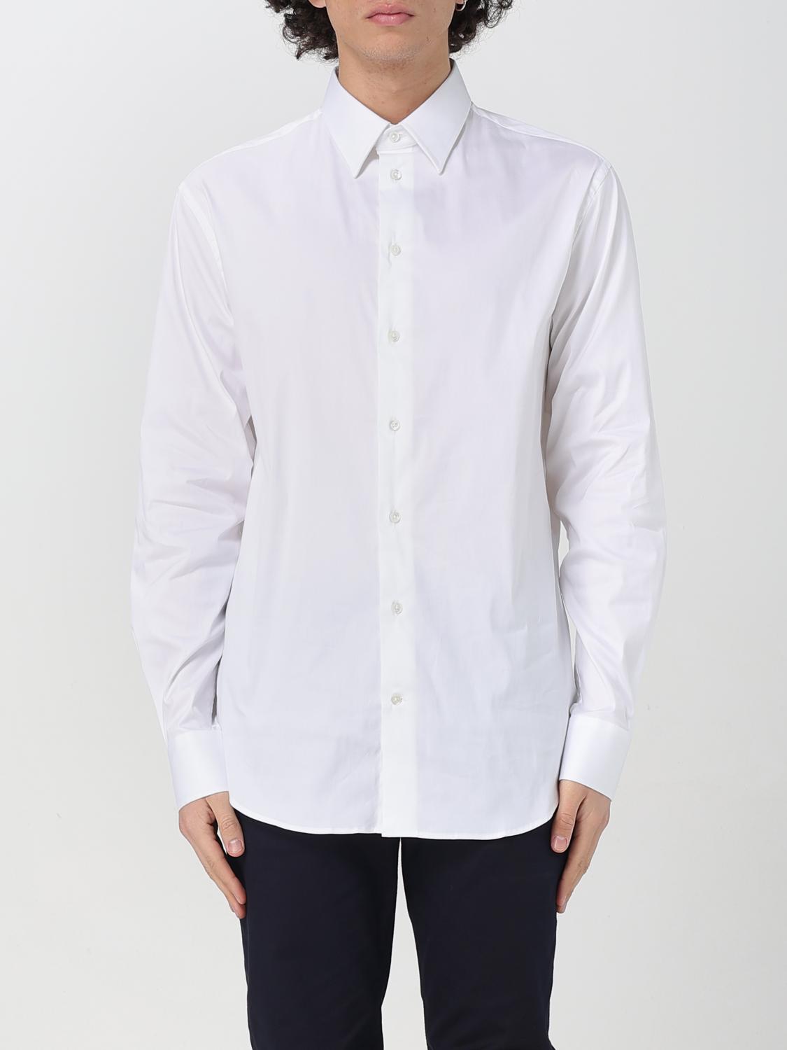 Emporio Armani Stretch Jersey Button-up Shirt In Weiss
