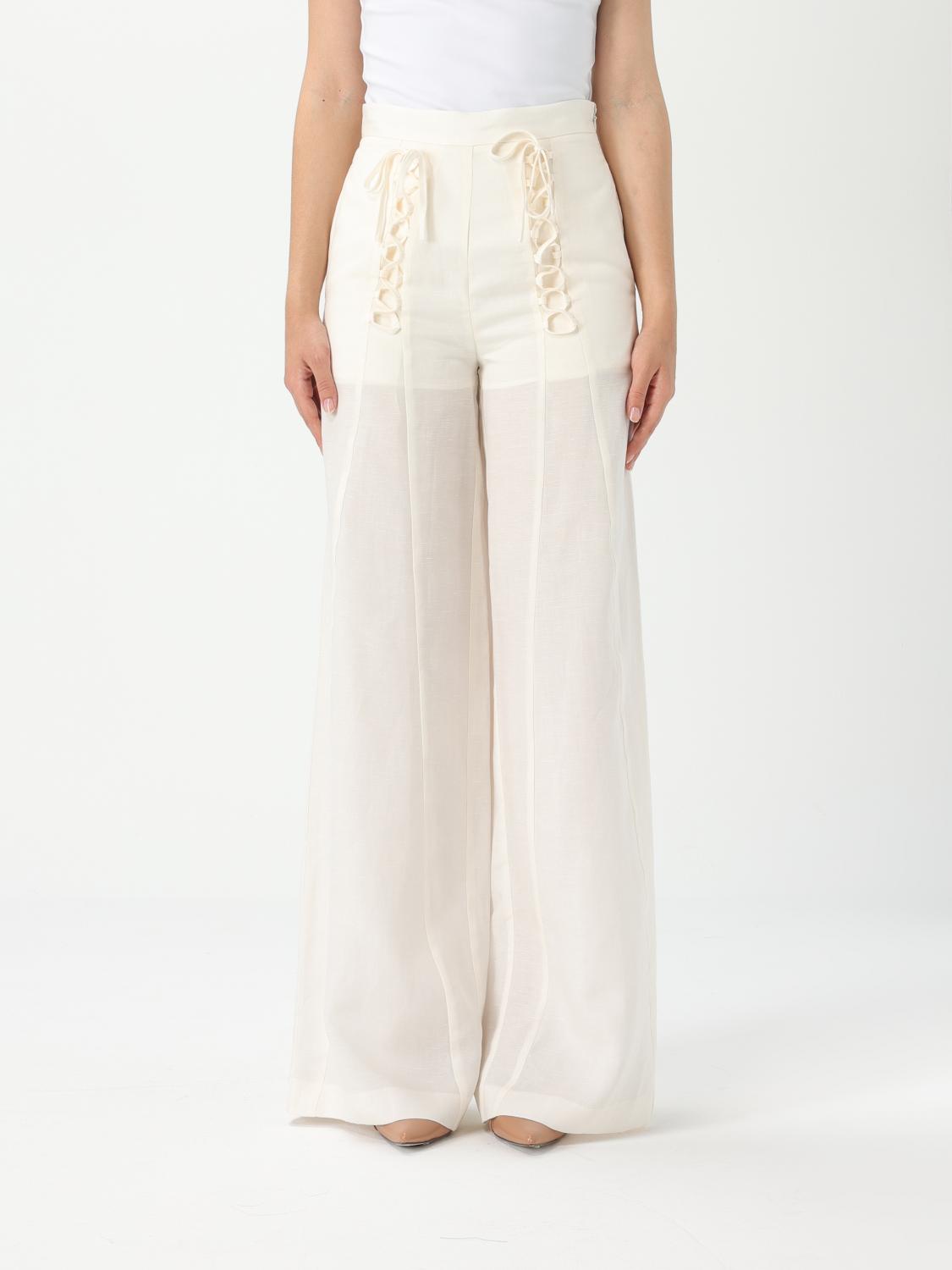 Twinset Lyocell Trousers In イエロークリーム