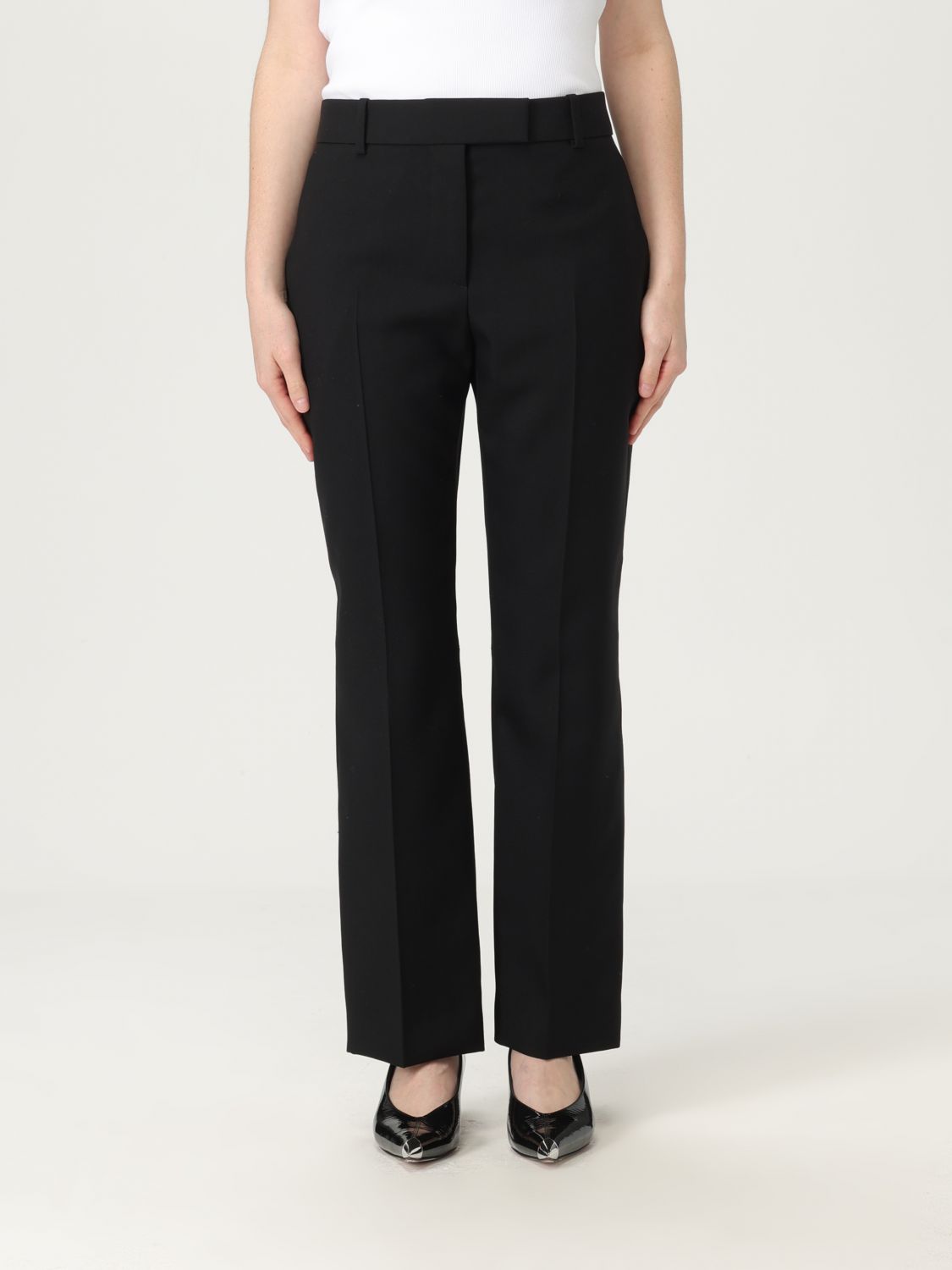 Alexander Mcqueen High-waisted Black Wool Palazzo Pants In Black