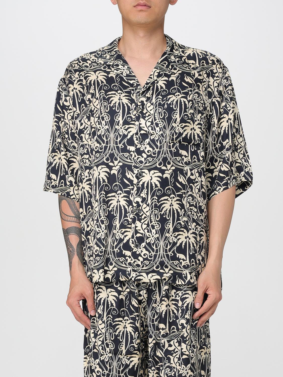 Laneus Viscose Short Sleeve Shirt In Black