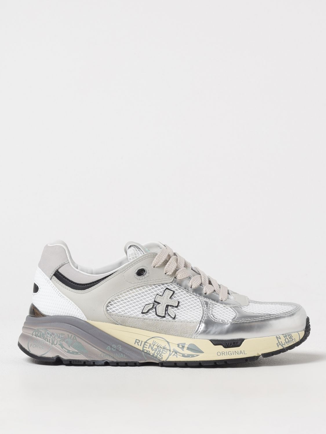 Premiata Mase Sneakers In White Leather And Fabric In White
