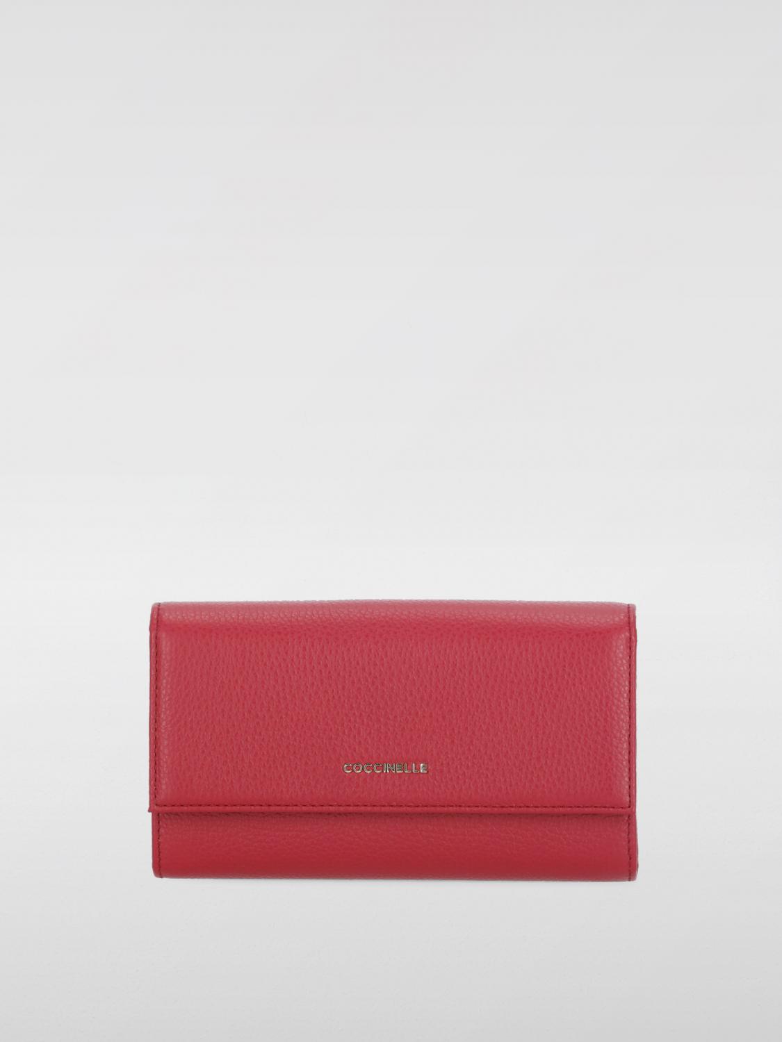Coccinelle Metallic Soft Wallet In Burgundy