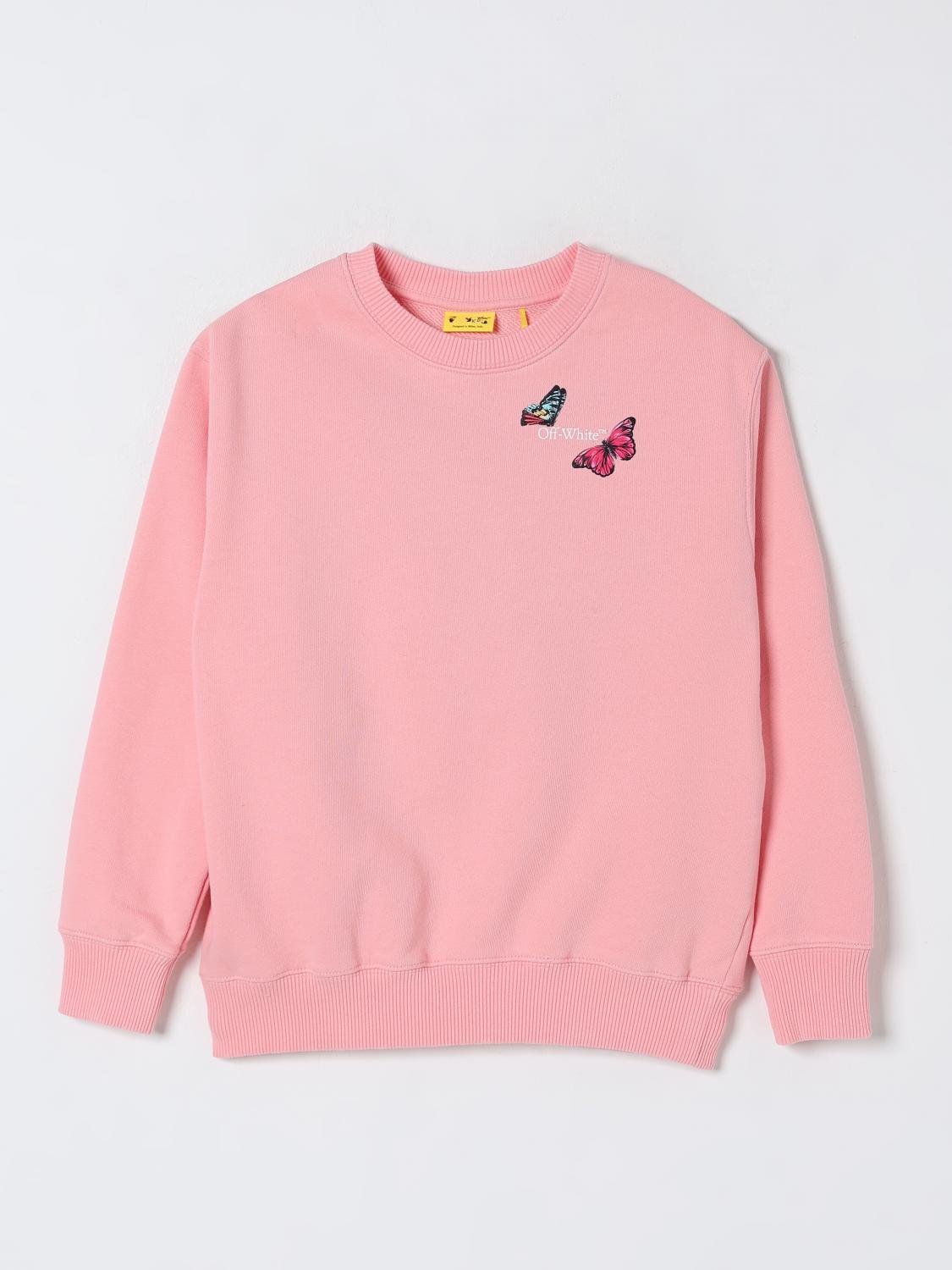 Off-white Kids Arrow Butterfly Printed Cotton Sweatshirt In Pink