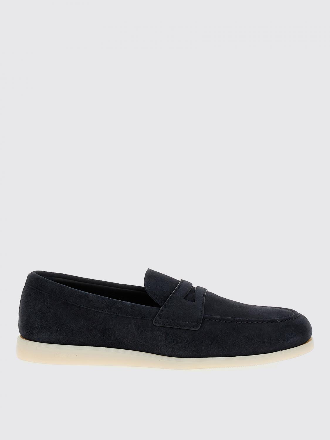 Church's Blue Suede Saddle Loafers In Blue