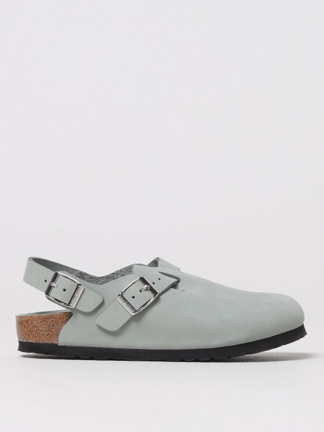 Birkenstock 'tokio' Light Blue Mules With Buckles On The Front And Back In Beige