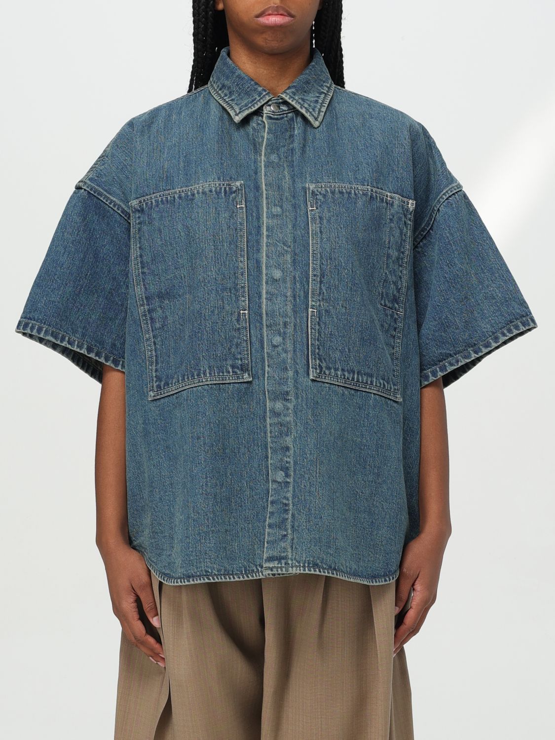 Jil Sander Raw Denim Shirt In Blue