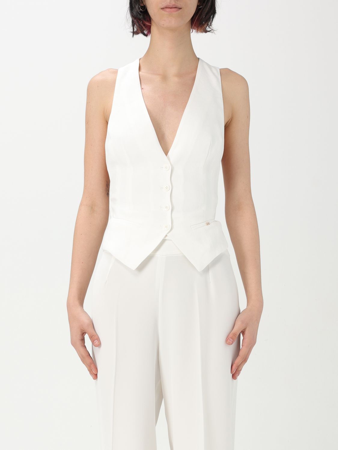 Shop Elisabetta Franchi Waistcoat Woman Color White In Weiss