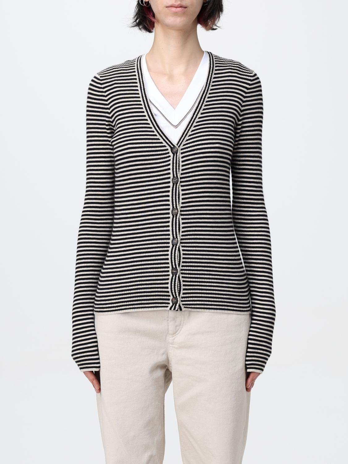 Brunello Cucinelli Striped Cardigan In Schwarz