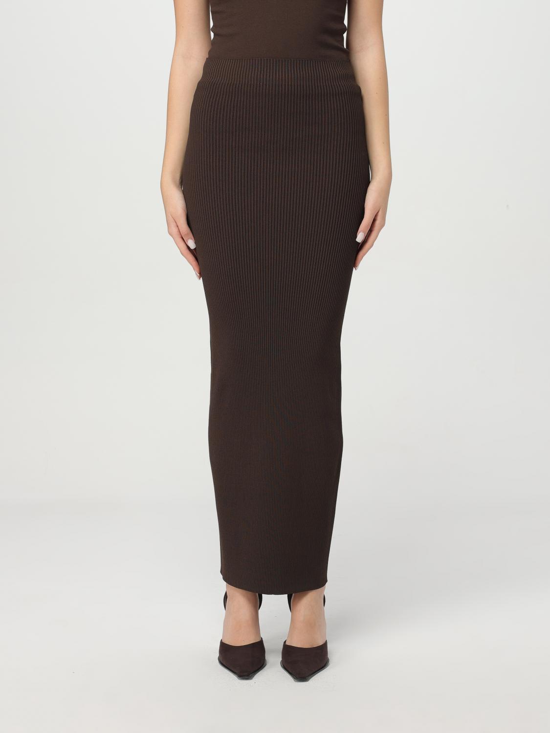Max Mara Arda Brown Strapless Ribbed Midi Sheath Dress In Brown