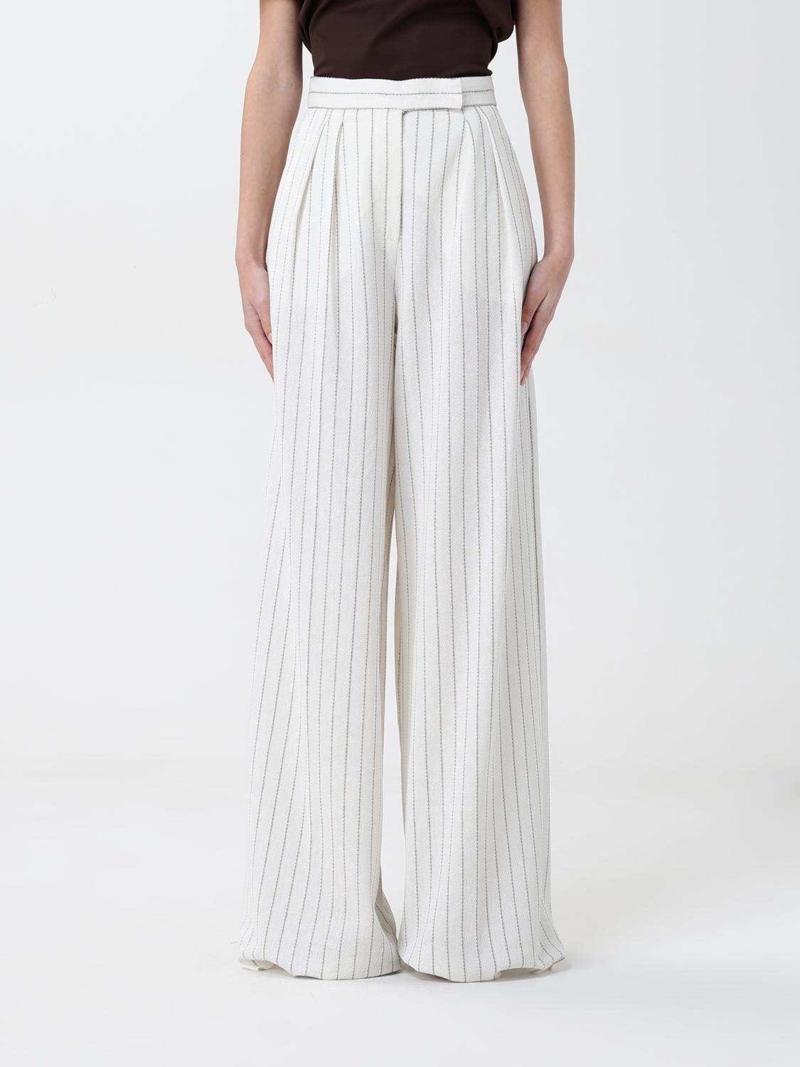 Max Mara Clarion Pinstriped Straight-leg Pants In White