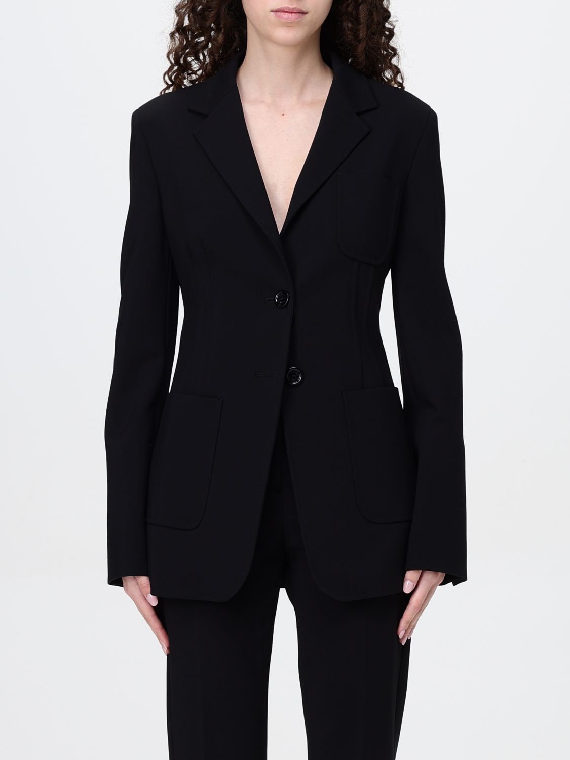 Max Mara Backless Jacket With Pockets And Lapel In Black