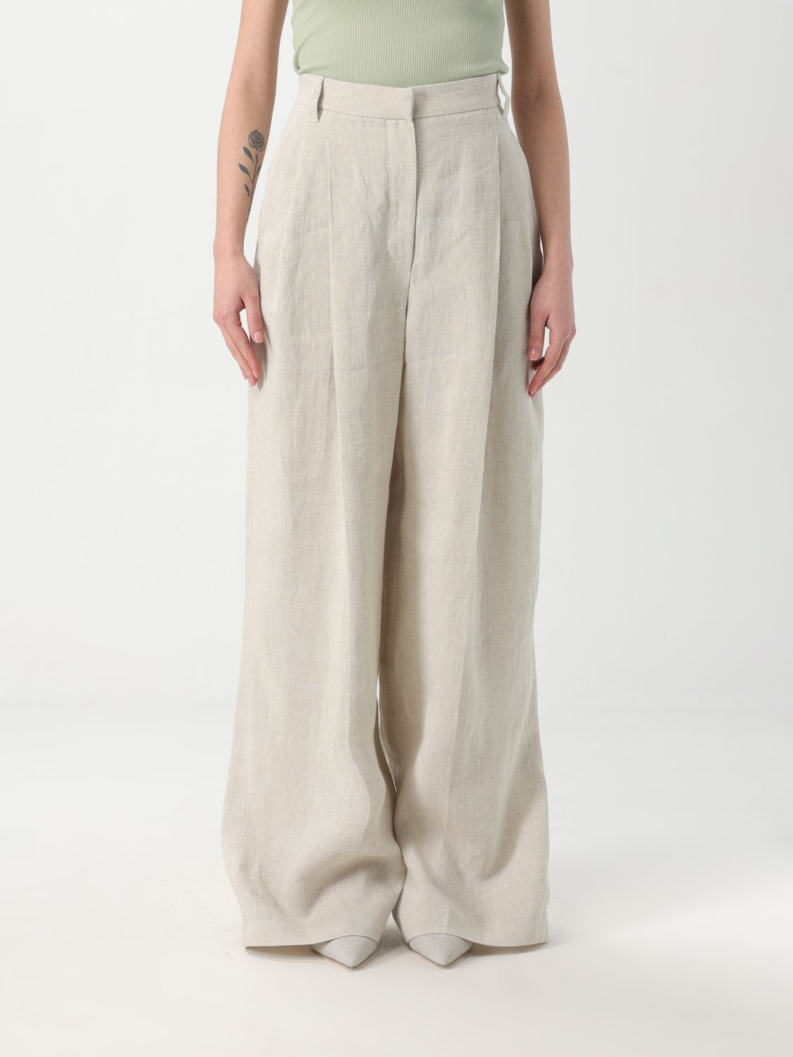Brunello Cucinelli Women Sparkling Pants In Beige