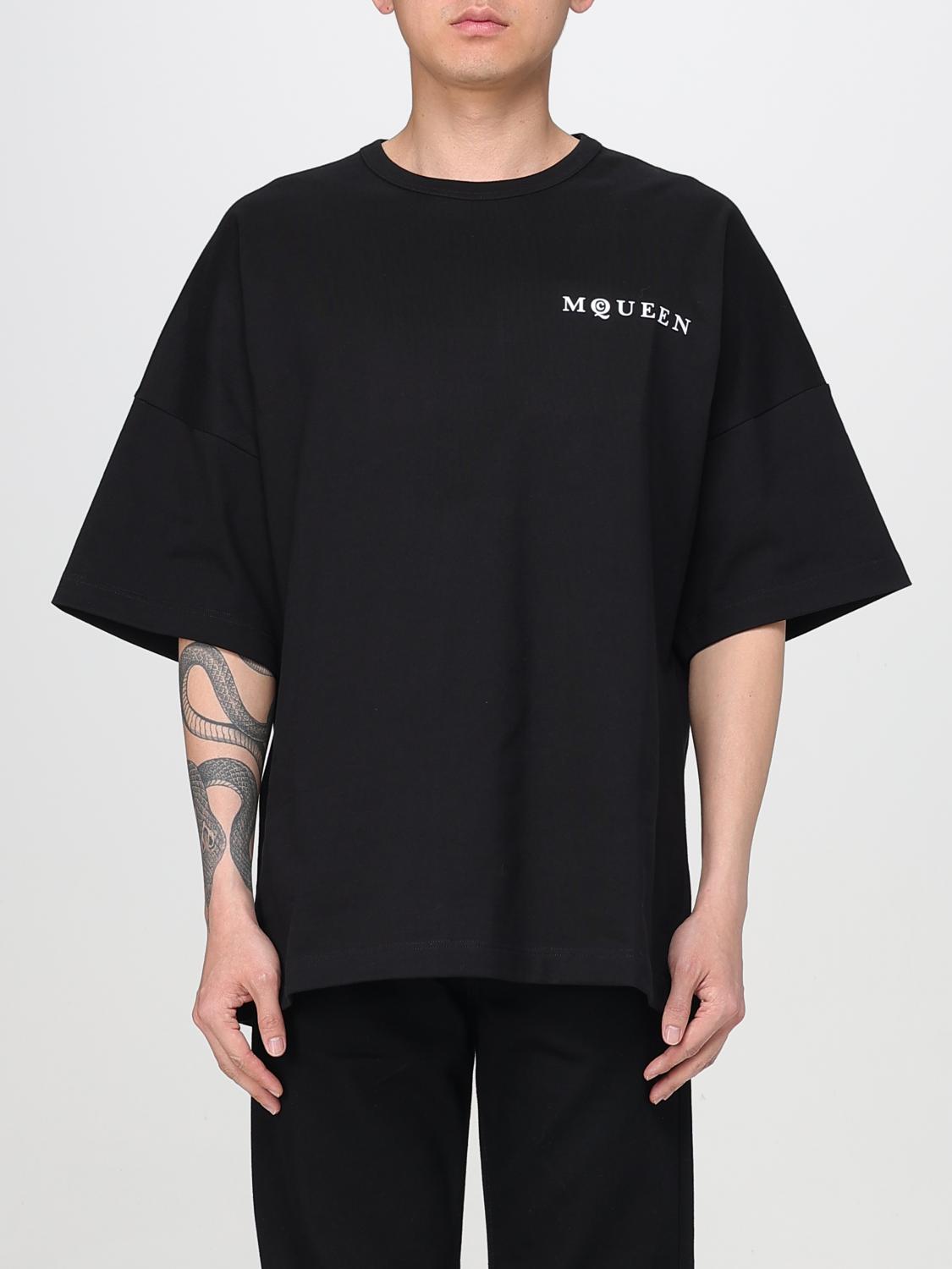 Alexander Mcqueen Black Cotton Clothing T-shirts In White