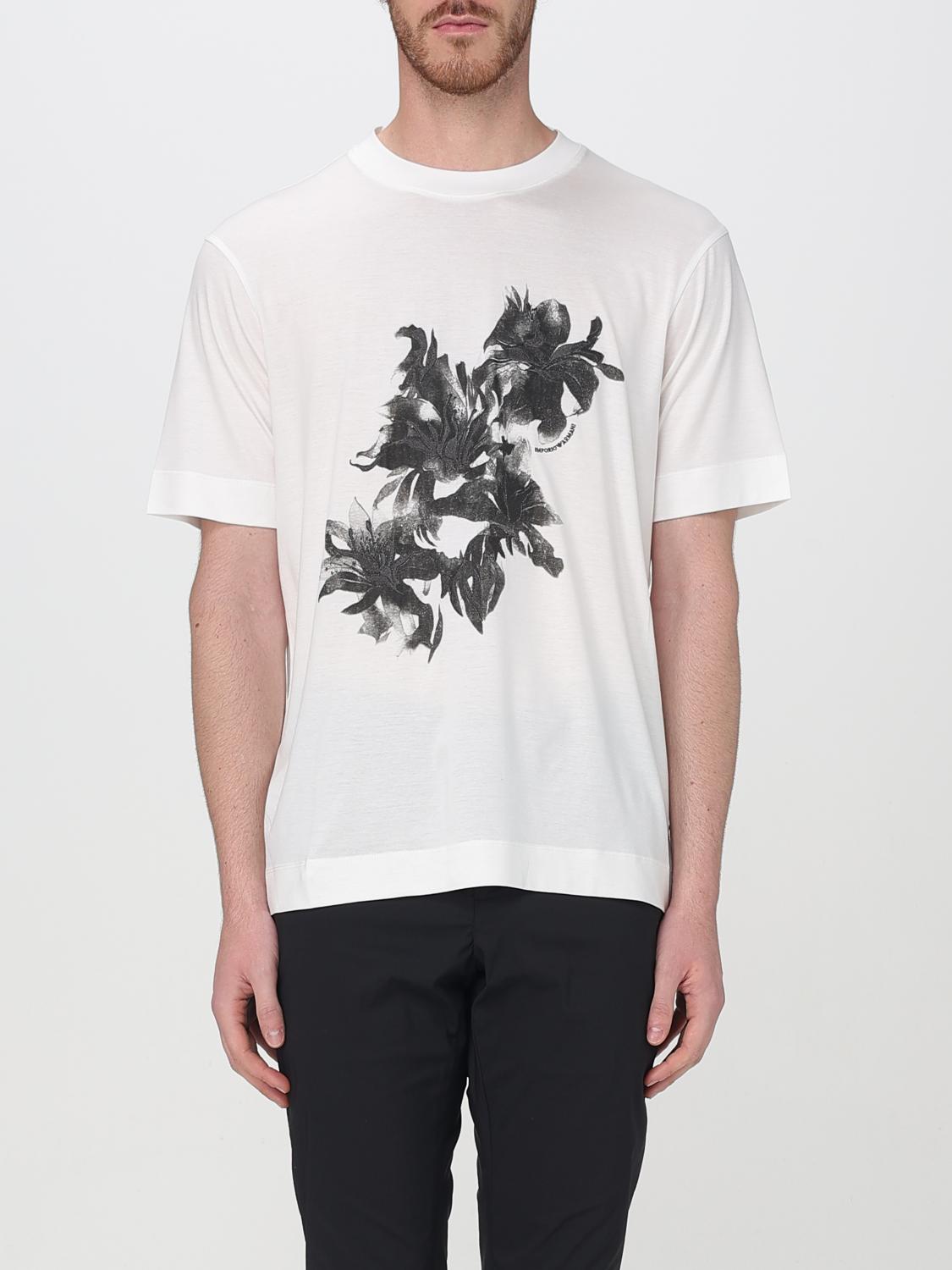 Emporio Armani Asv Lyocell-blend Jersey T-shirt With Print And Floral Embroidery In White