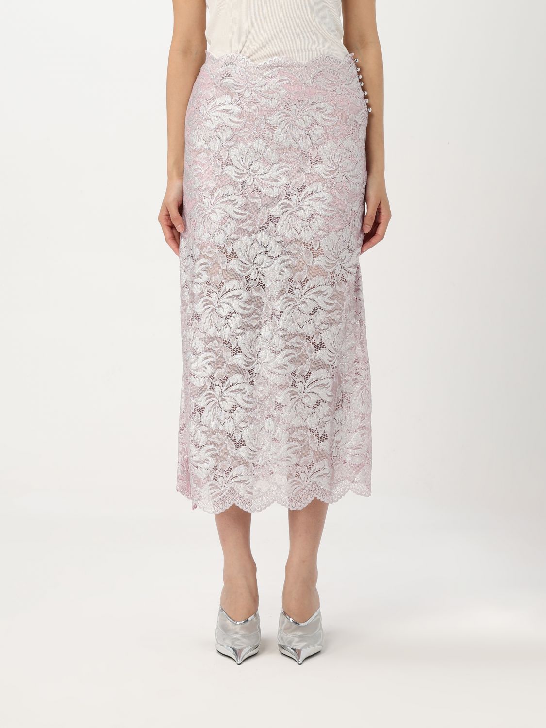 Shop Rabanne Skirt Woman Color Silver