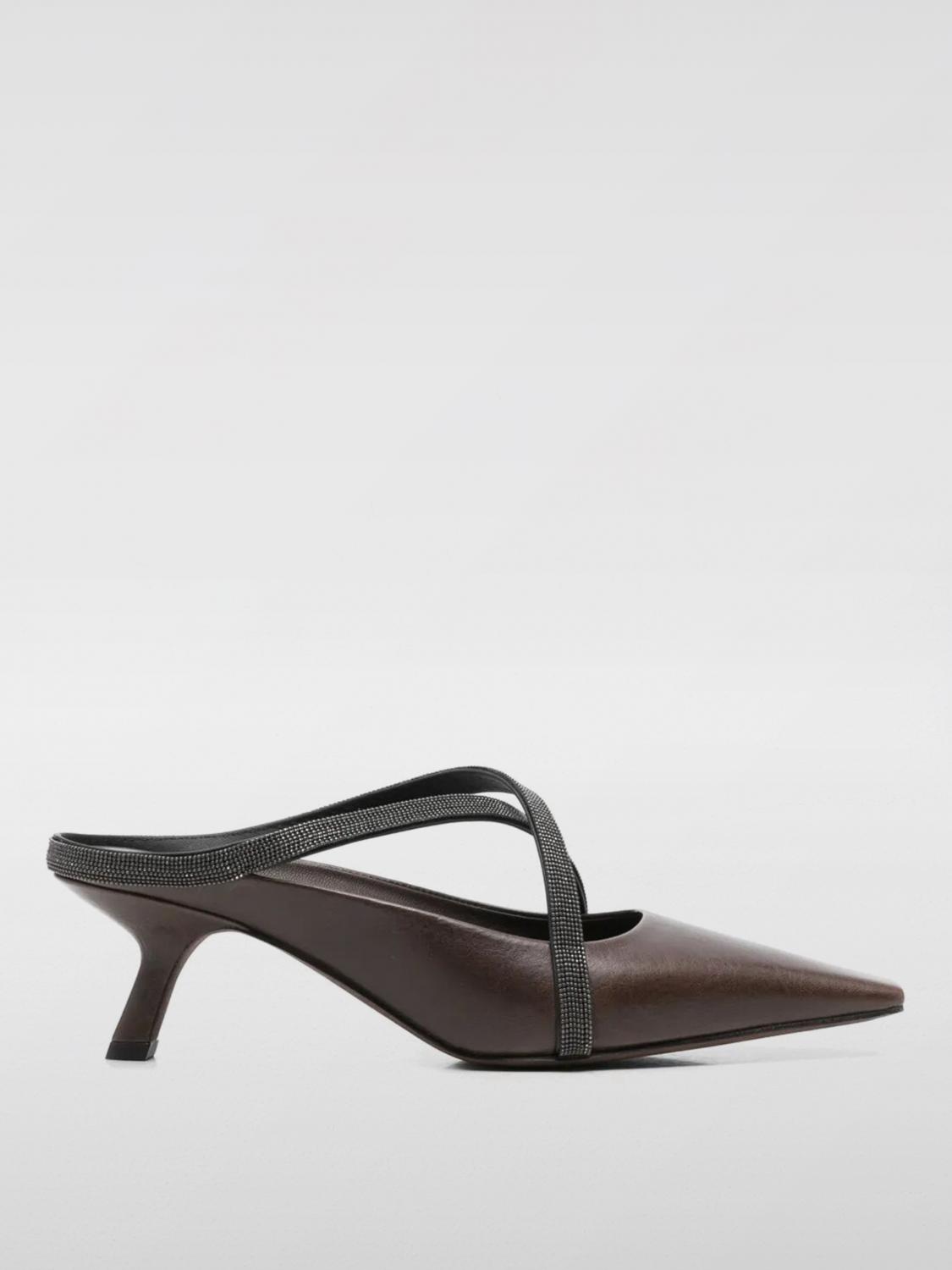 Brunello Cucinelli Women's Square Pointed Sandals In Brown