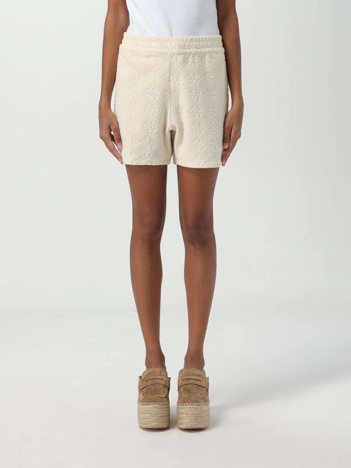 Tory Burch Monogram Jacquard Mini Shorts In Ivory
