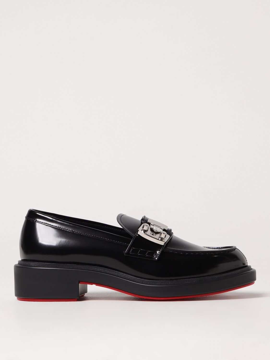 Christian Louboutin Chunky Rubber Sole Loafers With Metal Hardware In Schwarz