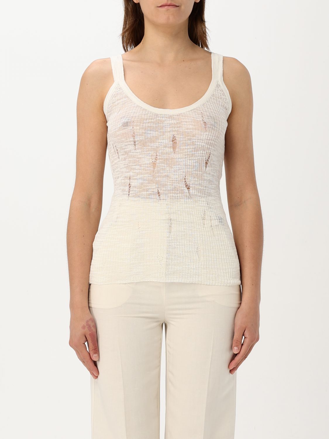Pinko Lightweight Rips Ribbed Tank Top In White