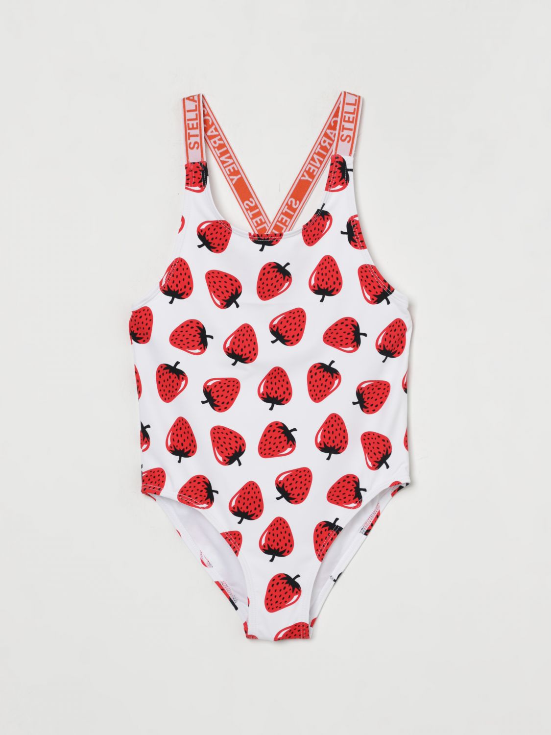 Stella Mccartney Strawberry-print Swimsuit In Yellow Cream