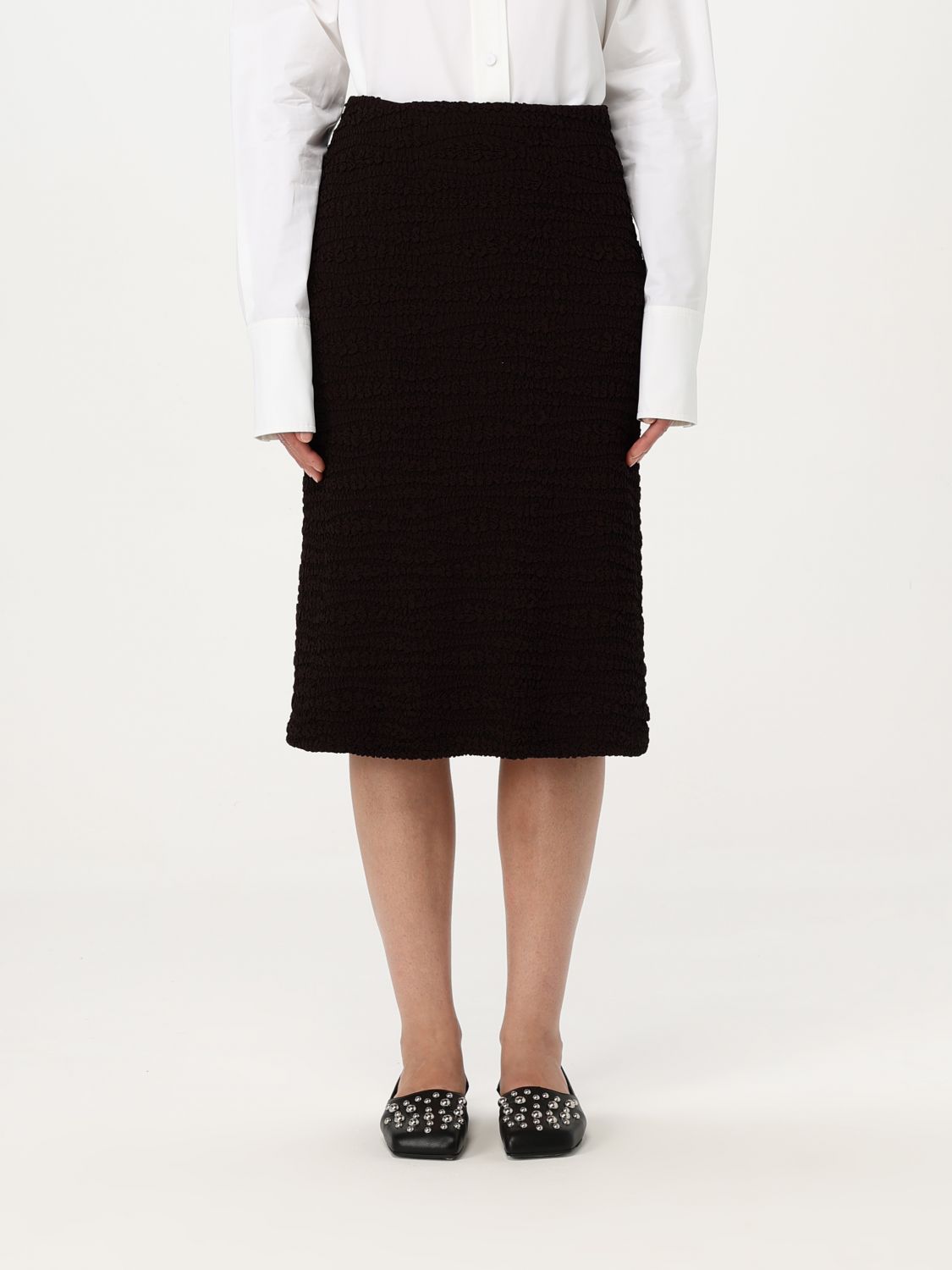 Jil Sander Black Viscose Midi Skirt In Black