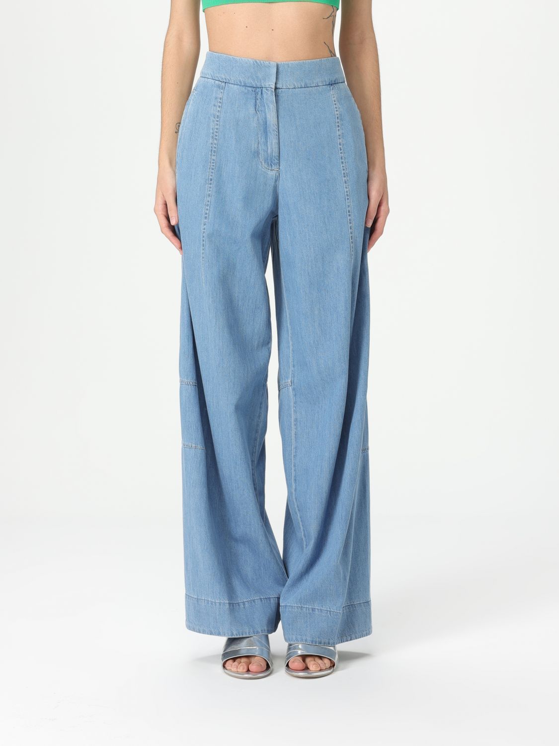 Shop Simona Corsellini Jeans Woman Color Blue