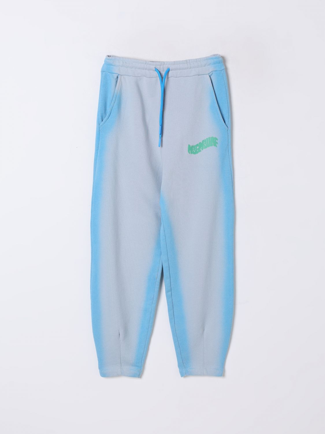 Shop Msgm Pants Kids Kids Color Gnawed Blue