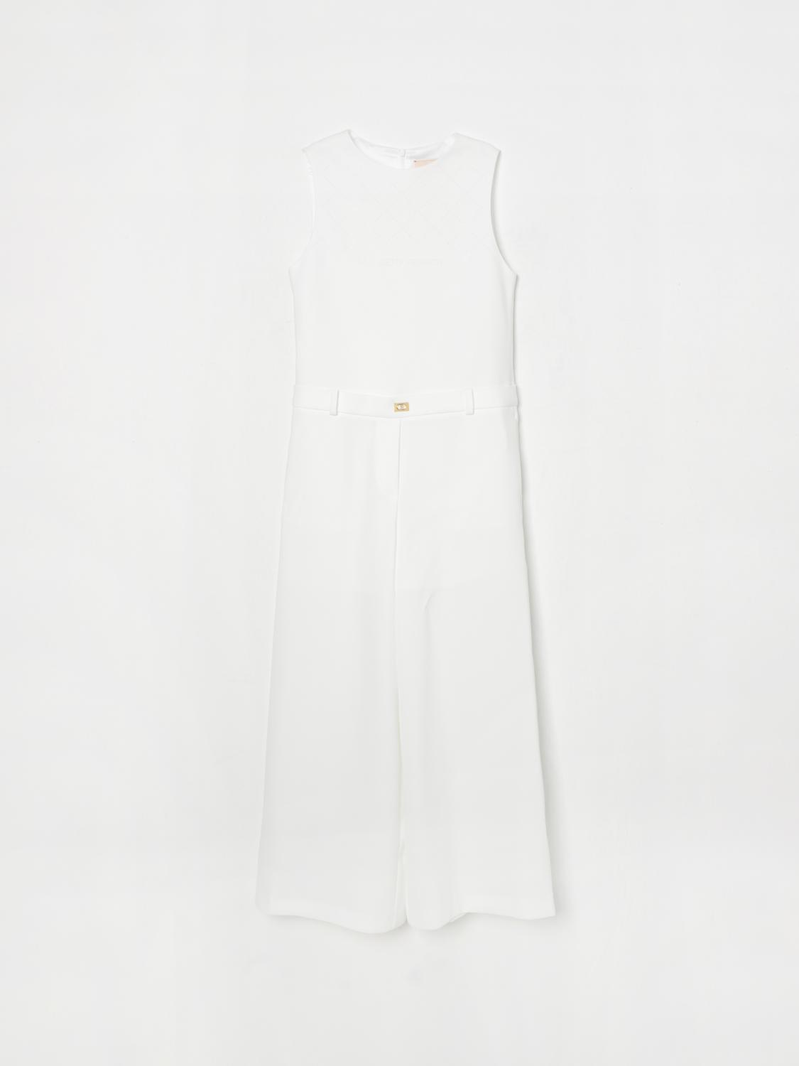 Elisabetta Franchi La Mia Bambina Rhinestone-embellished Jumpsuit In Yellow Cream