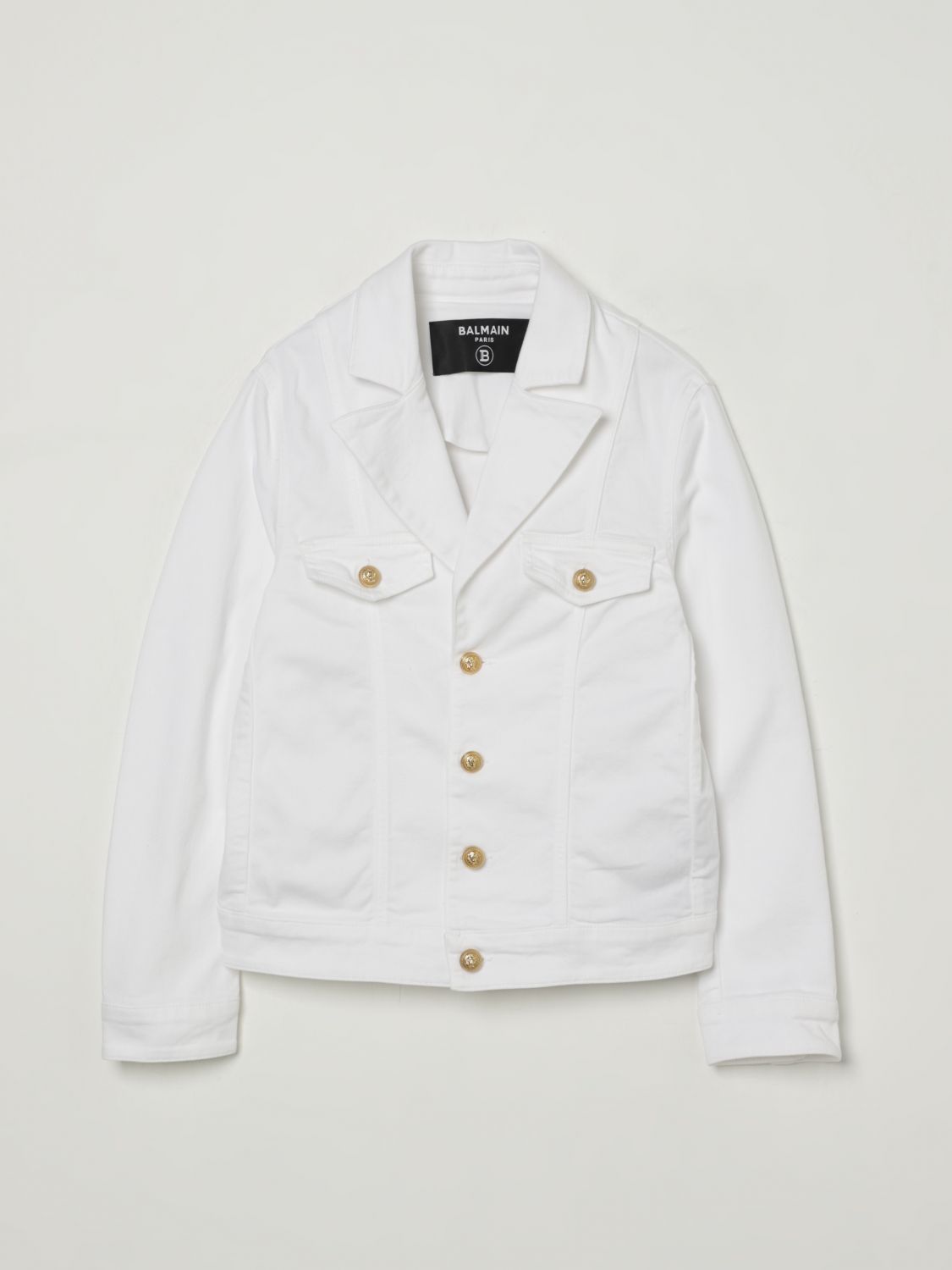 Shop Balmain Coat Kids Color White