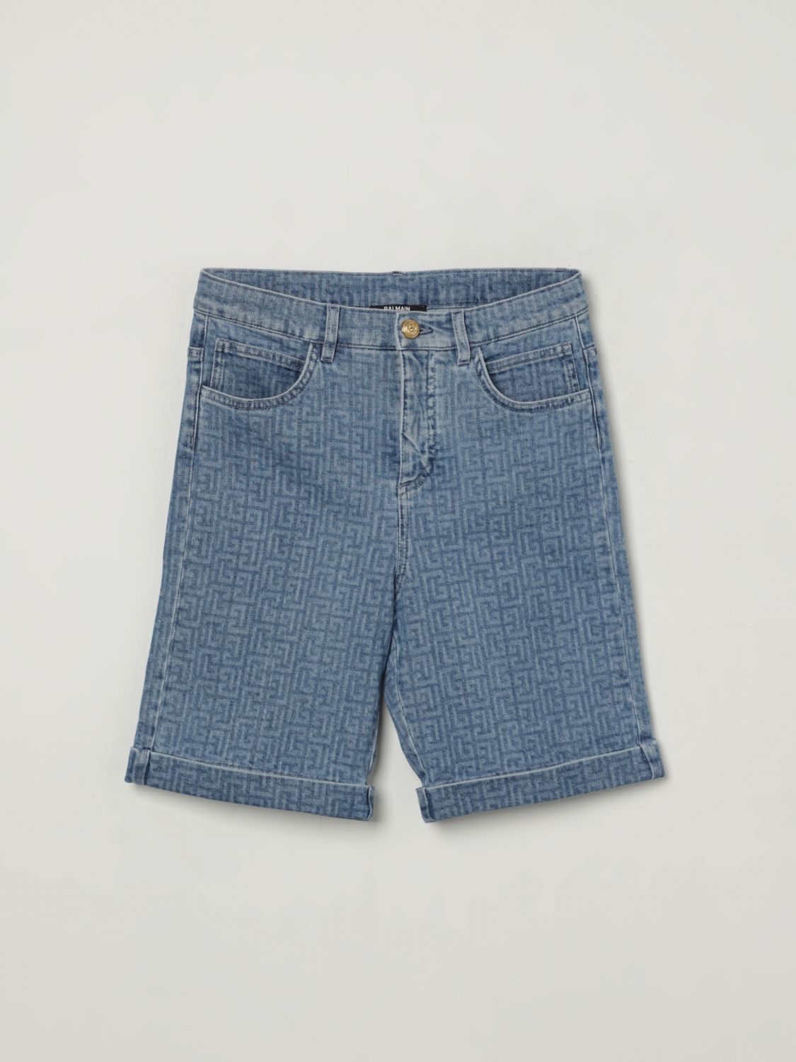 Shop Balmain Shorts Kids Color Gnawed Blue