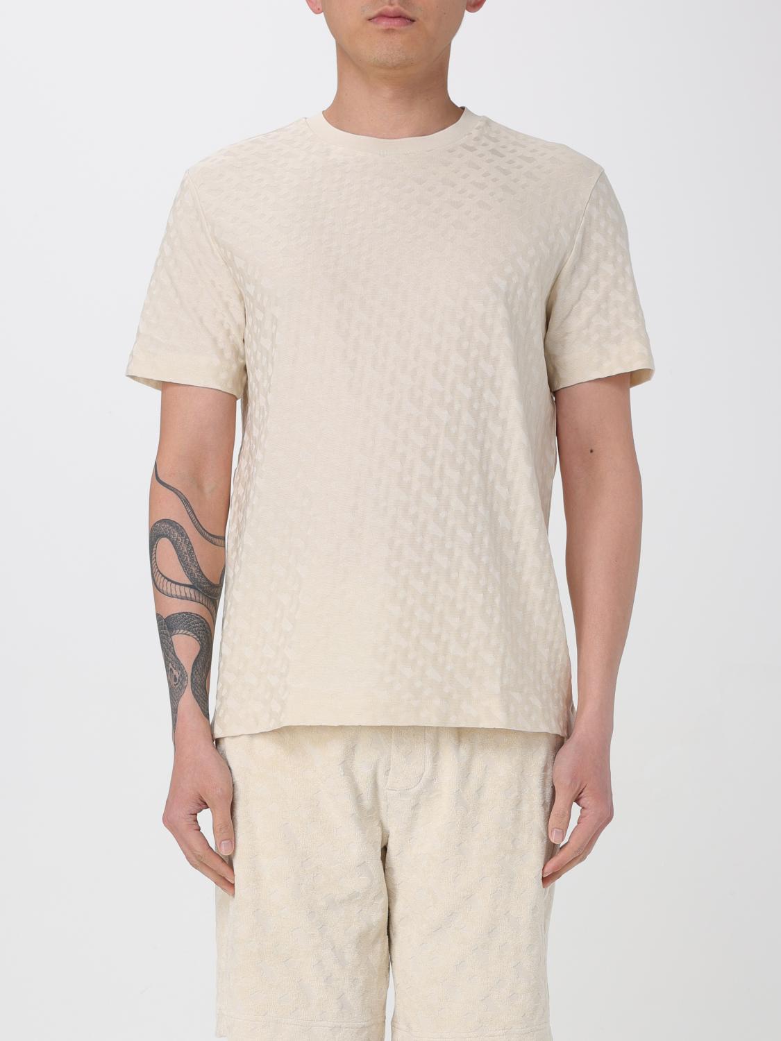 Hugo Boss Logo-print Crew-neck T-shirt In Beige