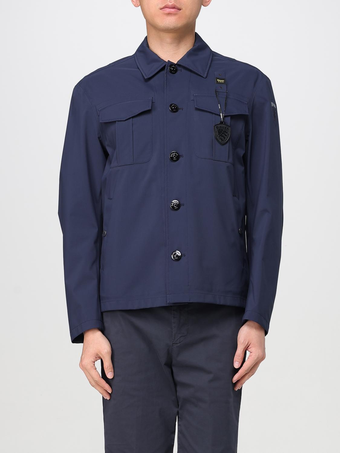 Blauer Patch-pocket Button-fastening Jacket