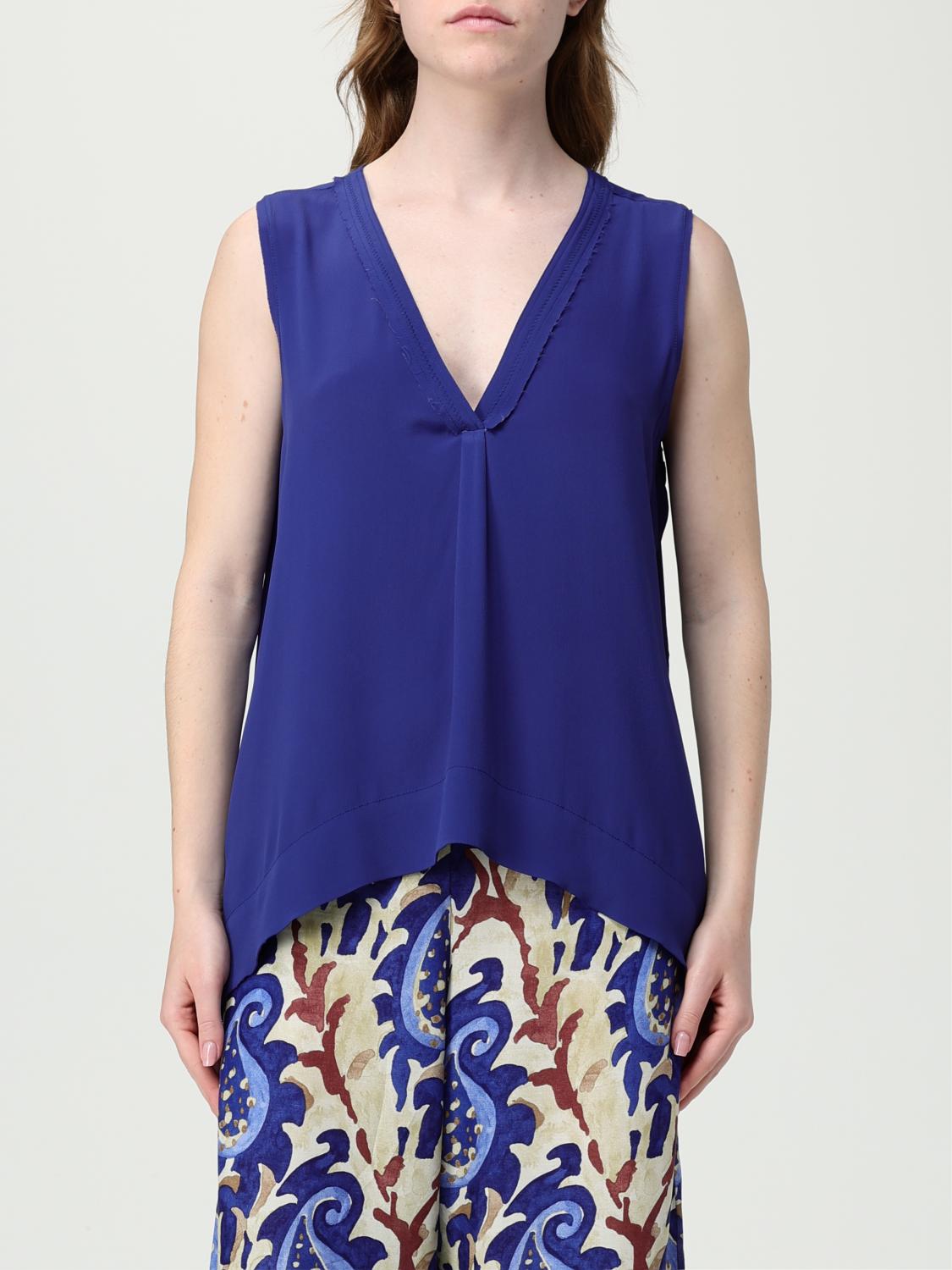 Maliparmi Top Donna Fluid Crepe In Misto Seta Blu